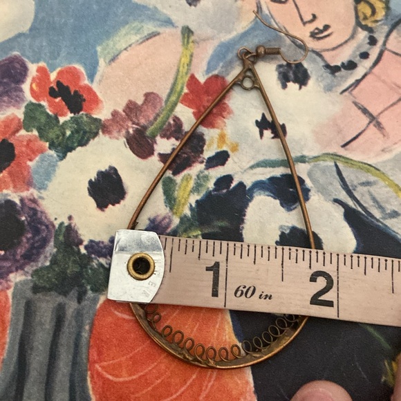 Vintage 90s Big Tear Drop Copper Toned Alloy Dangling Earring’s - Picture 5 of 5